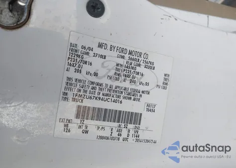 2004 Ford Explorer Sport Trac Adrenalin/Xls/Xlt z USA, uszkodzony, nr VIN 1FMZU67K94UC14016